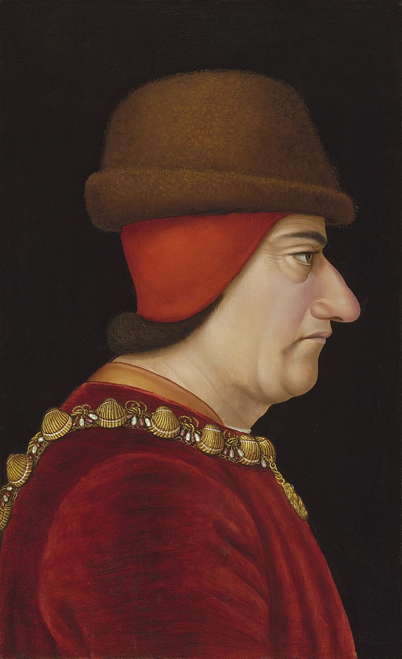 Louis XI en buste, de profil à droite. Huile sur toile attribuée à Jacob de Littemont (vers 1469)
