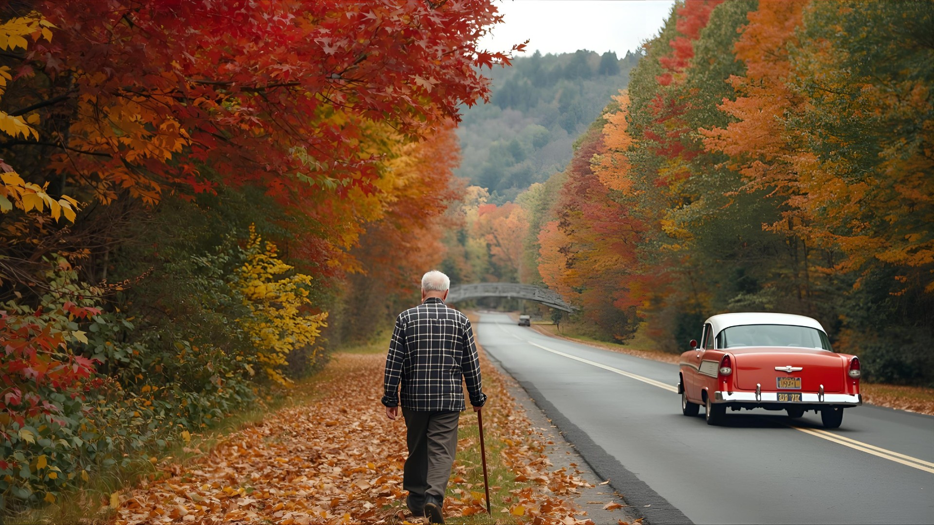 Sur une route tranquille bordée d&rsquo;érables (petit film, illustrations, photos)