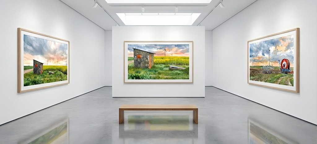 Expo : Museum of Modern Art of Beauce &laquo;&nbsp;Wind turbines of Patay&nbsp;&raquo; & &laquo;&nbsp;Water tower of Chécy&nbsp;&raquo; in&nbsp;watercolor